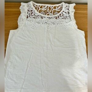 Kensie White Boho Lace Sleeveless Cotton Top Size Large
